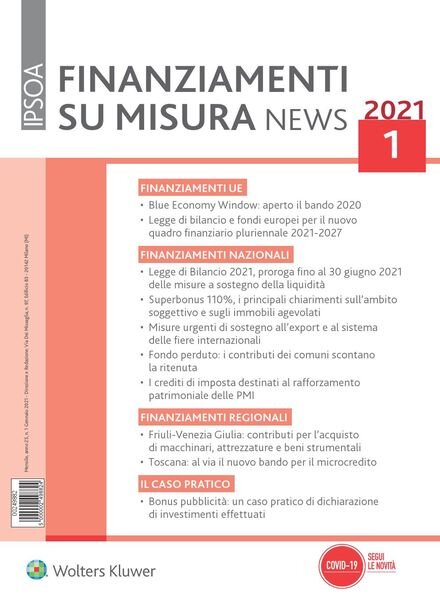 Finanziamenti su misura news – Gennaio 2021 Cover