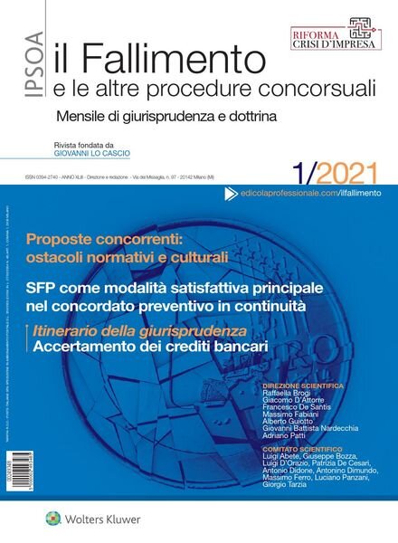 Il Fallimento – Gennaio 2021 Cover