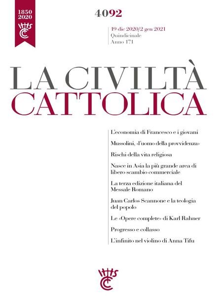 La Civilta Cattolica – 19 Dicembre 2020 Cover
