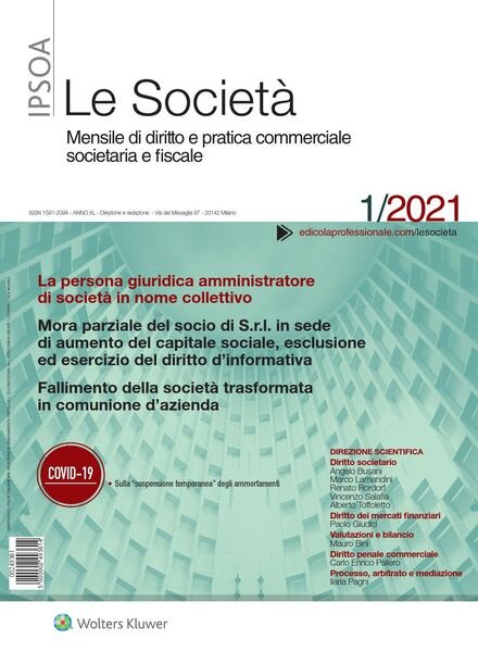 Le Societa – Gennaio 2021 Cover