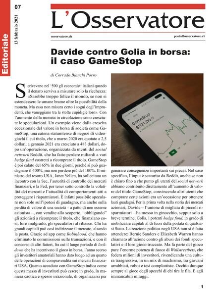 L’Osservatore – 13 febbraio 2021 Cover