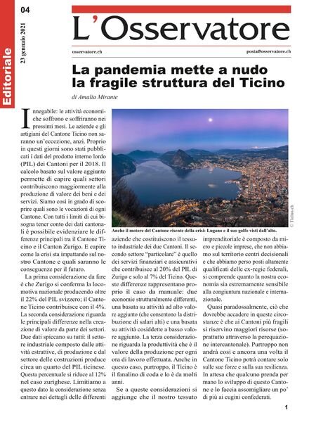 L’Osservatore – 23 gennaio 2021 Cover