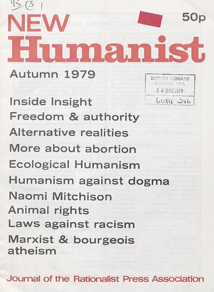 New Humanist – Autumn 1979 Cover