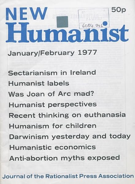 New Humanist – January-February 1977 Cover