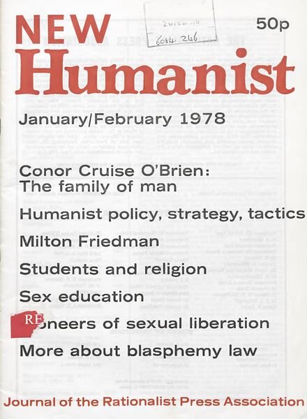 New Humanist – January-February 1978 Cover