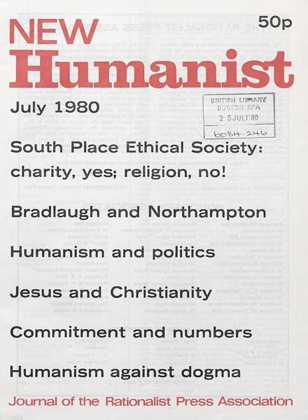 New Humanist – July 1980 Cover