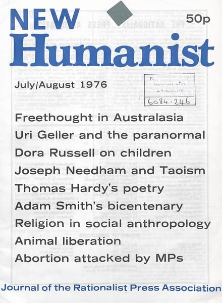 New Humanist – July-August 1976 Cover