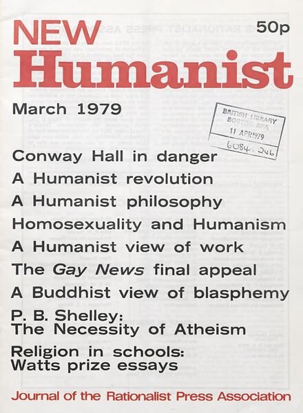 New Humanist – March 1979 Cover