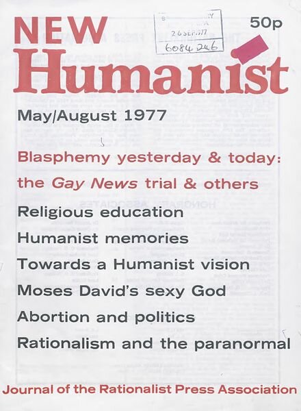 New Humanist – May-August 1977 Cover