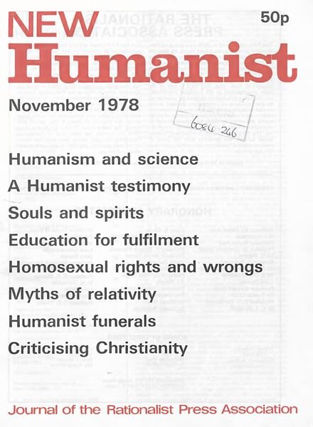 New Humanist – November 1978 Cover