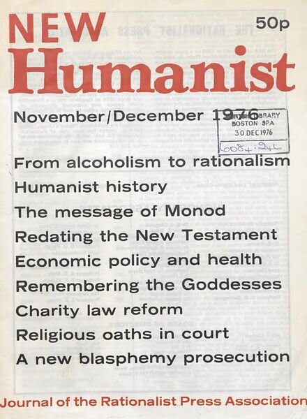 New Humanist – November-December 1976 Cover