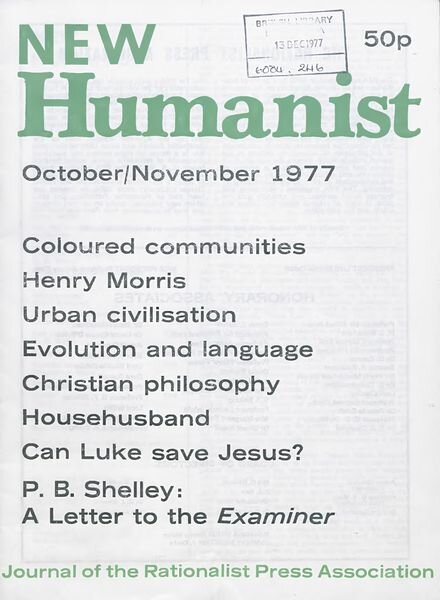 New Humanist – October-November 1977 Cover
