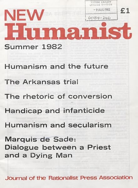 New Humanist – Summer 1982 Cover