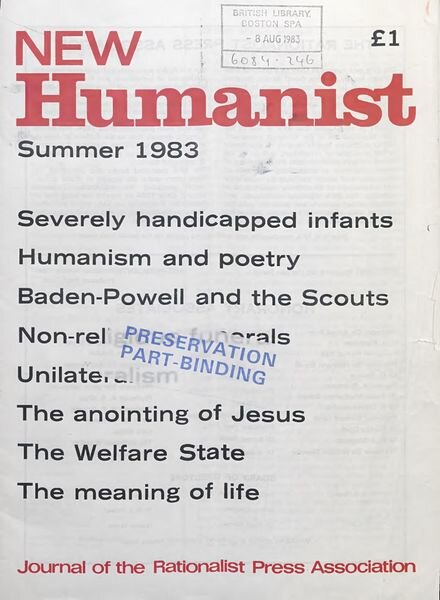 New Humanist – Summer 1983 Cover