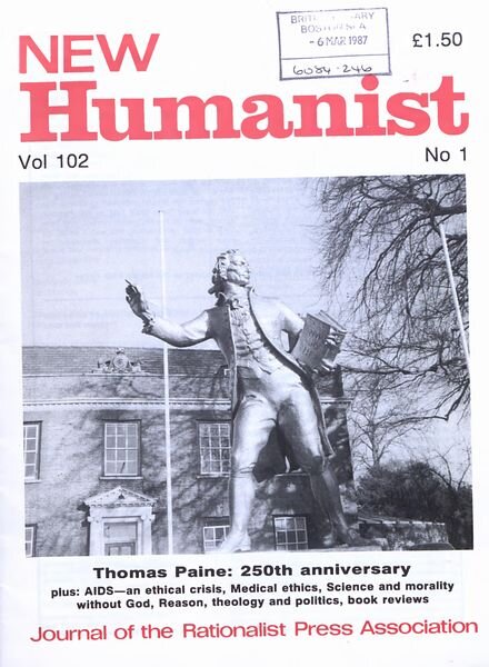 New Humanist – Vol 102, N 1 Cover