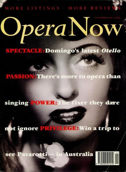 Opera Now – November 1990 Cover