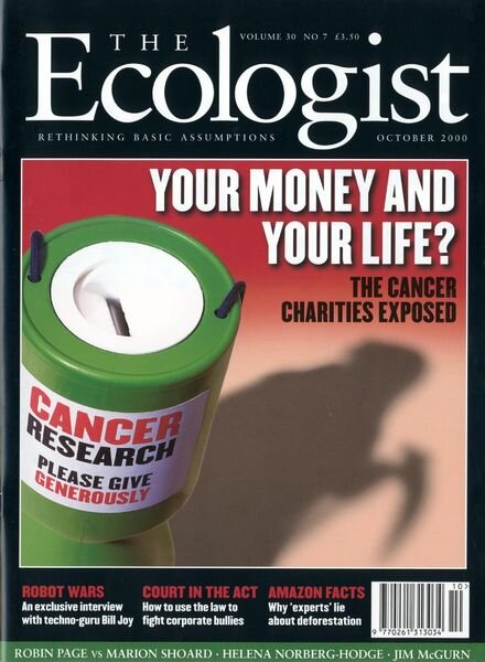 Resurgence & Ecologist – Ecologist, Vol 30 N 7 – October 2000 Cover