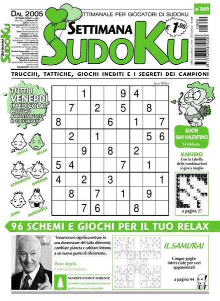 Settimana Sudoku – 10 febbraio 2021 Cover
