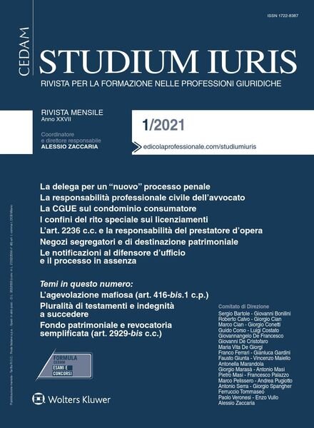Studium Iuris – Gennaio 2021 Cover