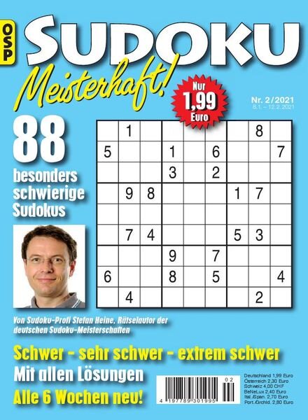 Sudoku Meisterhaft – 8 Januar 2021 Cover
