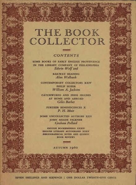 The Book Collector – Autumn, 1960 Cover