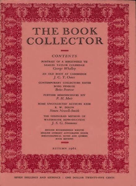 The Book Collector – Autumn 1961 Cover