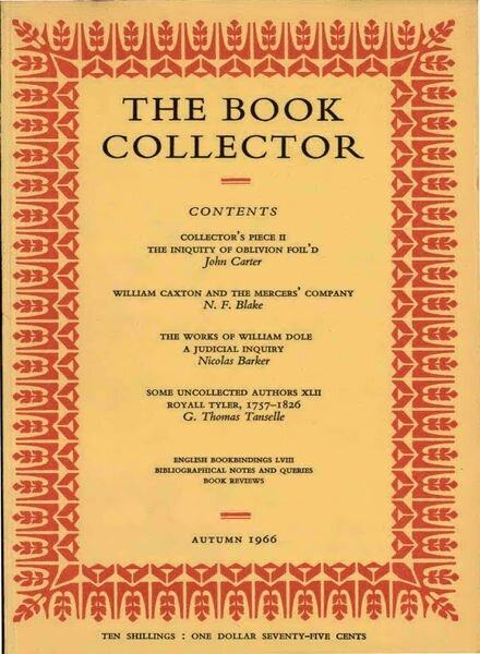 The Book Collector – Autumn 1966 Cover