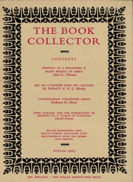 The Book Collector – Winter 1963 Cover