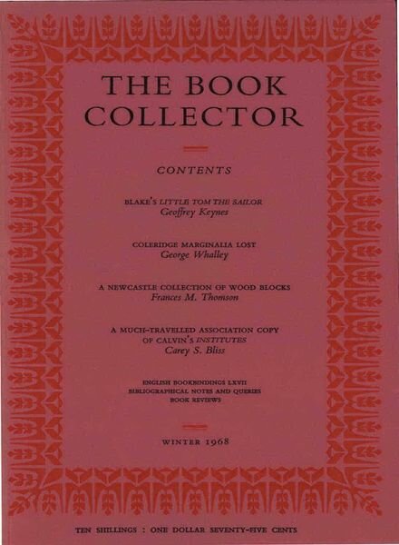 The Book Collector – Winter, 1968 Cover
