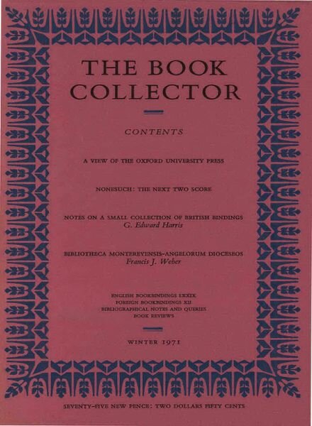 The Book Collector – Winter 1971 Cover