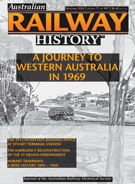 Australian Railway History – Issue 997 – November 2020 Cover