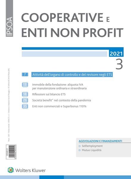 Cooperative e enti non profit – Marzo 2021 Cover