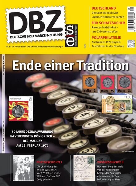 Deutsche Briefmarken-Zeitung – 19 Februar 2021 Cover