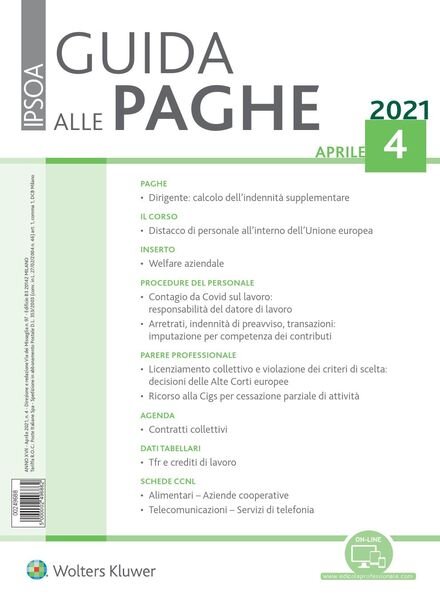 Guida alle paghe – Aprile 2021 Cover