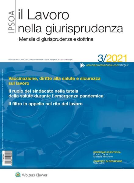 Il lavoro nella giurisprudenza – Marzo 2021 Cover