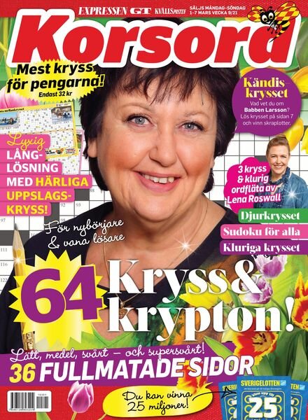 Korsord – 01 mars 2021 Cover