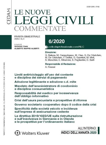 Le Nuove Leggi Civili Commentate – Dicembre 2020 Cover