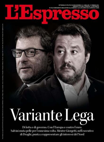 l’Espresso – 21 Febbraio 2021 Cover