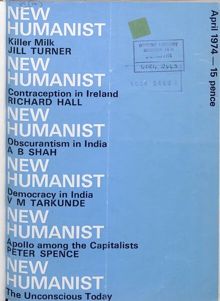 New Humanist – April 1974 Cover
