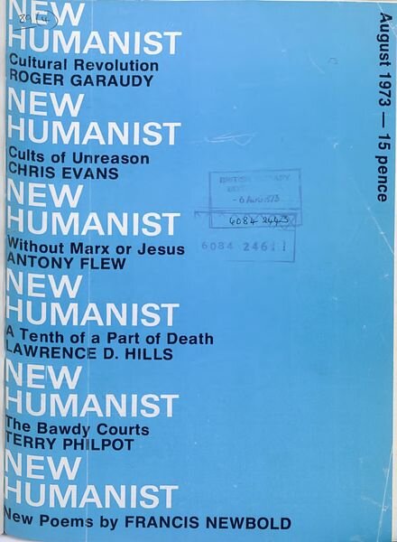 New Humanist – August 1973 Cover