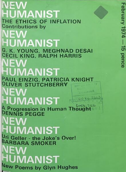 New Humanist – February 1974 Cover