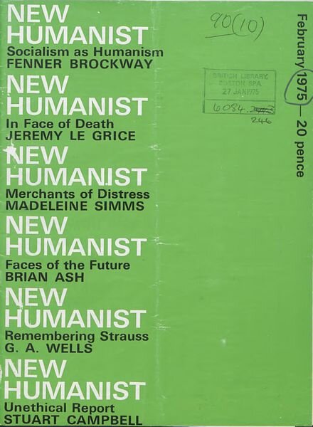 New Humanist – February 1975 Cover