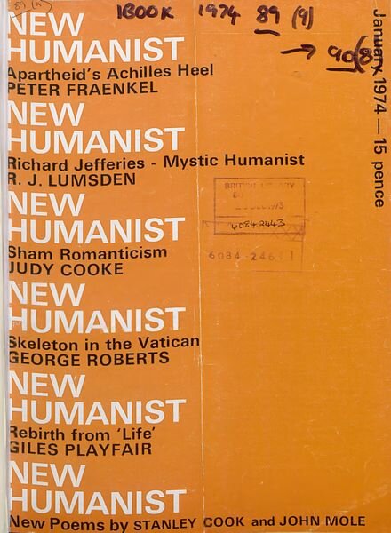 New Humanist – January 1974 Cover