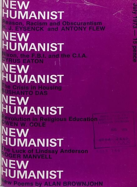 New Humanist – July 1973 Cover