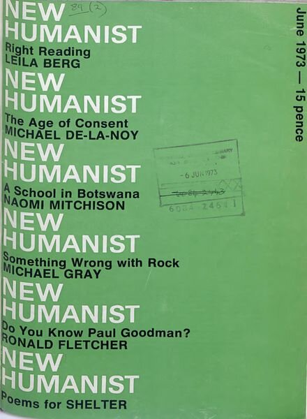 New Humanist – June 1973 Cover