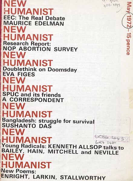 New Humanist – May 1972 Cover