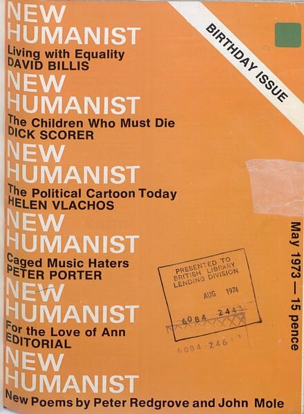 New Humanist – May 1973 Cover