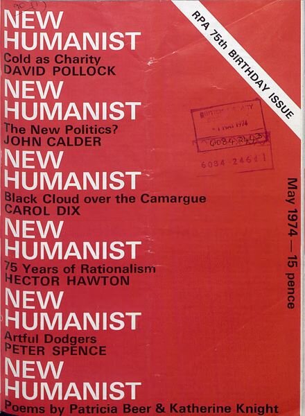 New Humanist – May 1974 Cover