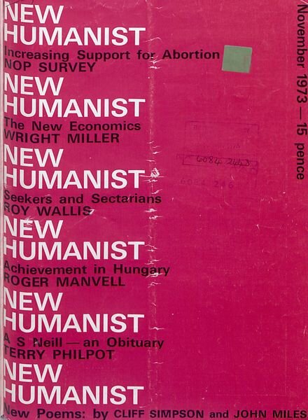 New Humanist – November 1973 Cover