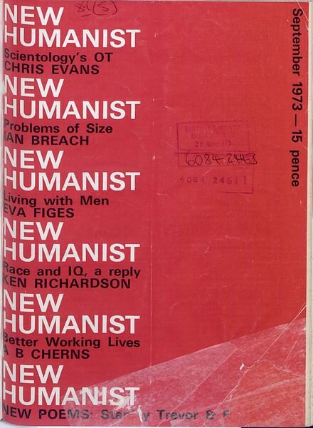 New Humanist – September 1973 Cover